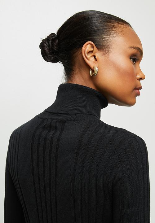 edit - Basic ribbed poloneck - black