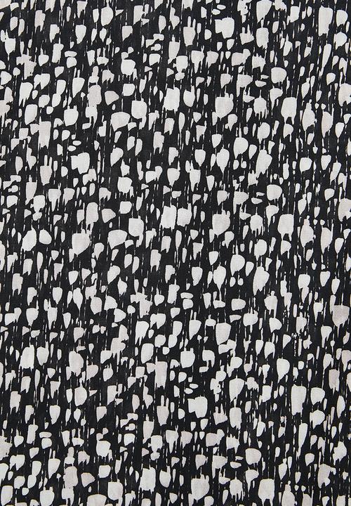 edit - Mandarin printed longline shirt - black & white