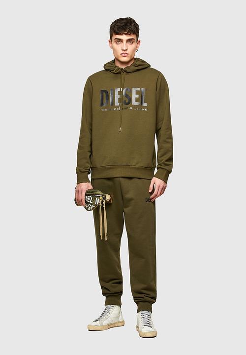 Diesel  - S-gir-hood-division-logo sweat-shirt - olive