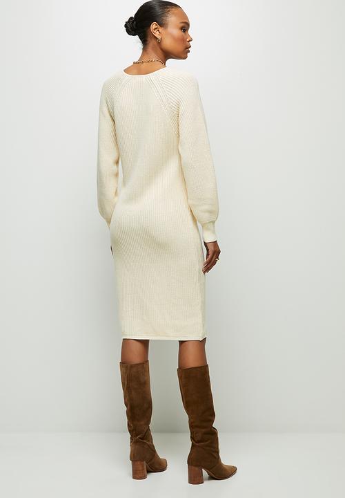 edit - Organic cotton Raglan column dress- cream 