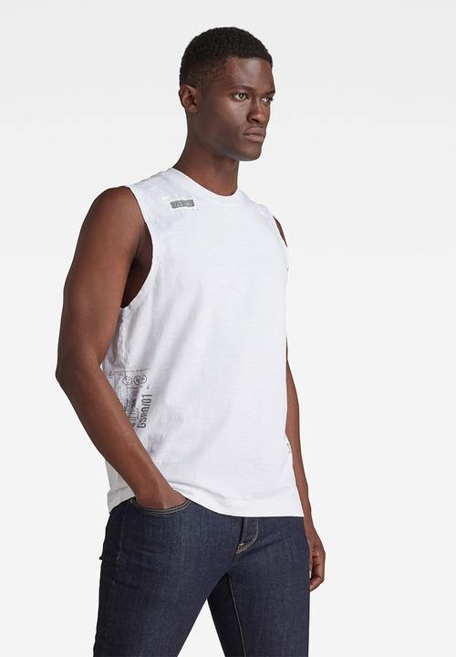 G-STAR - Graphic stitch detail tank - white