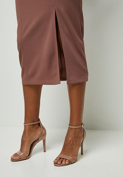 MILLA - Panelled detail pencil skirt - cognac