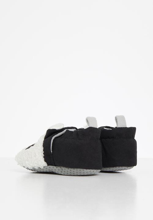 Pop Candy - Boys panda soft sole slippers - black & white