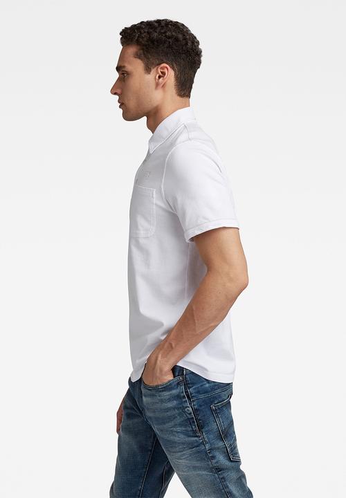 G-STAR - Summer contrast polo t - white