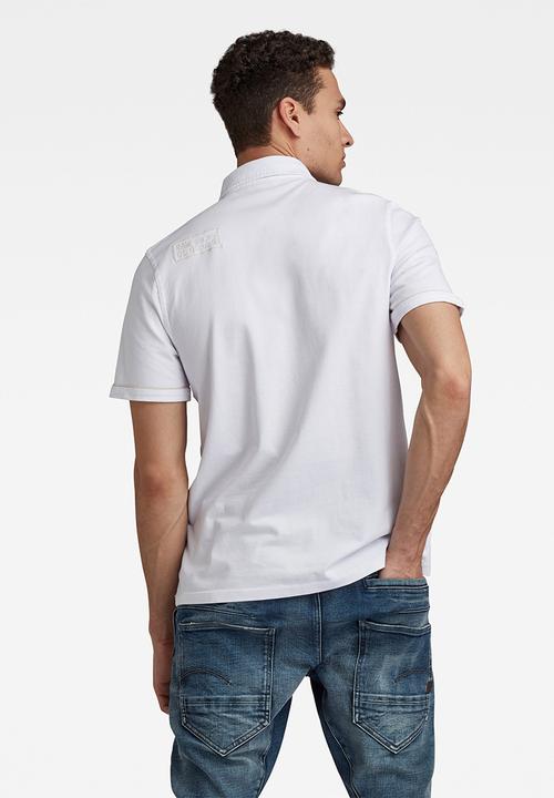 G-STAR - Summer contrast polo t - white