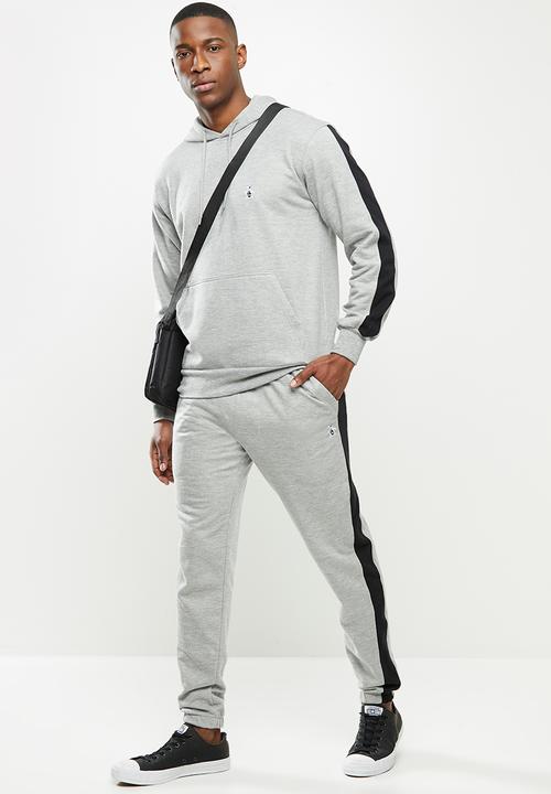 Original Penguin - Long sleeve hooded stripe sweat - grey