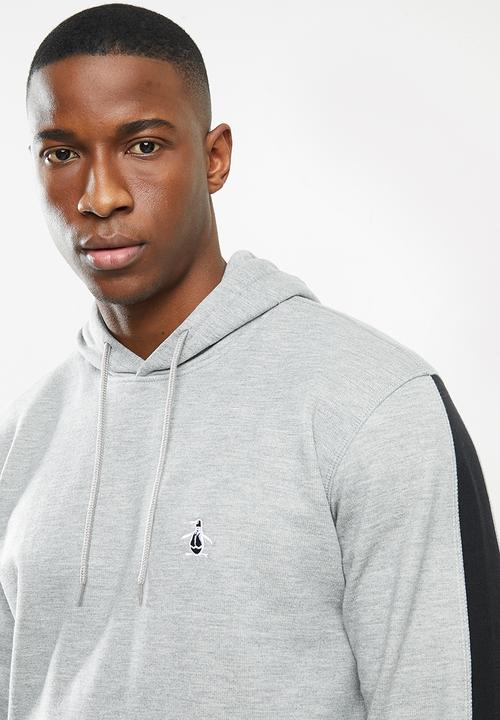 Original Penguin - Long sleeve hooded stripe sweat - grey
