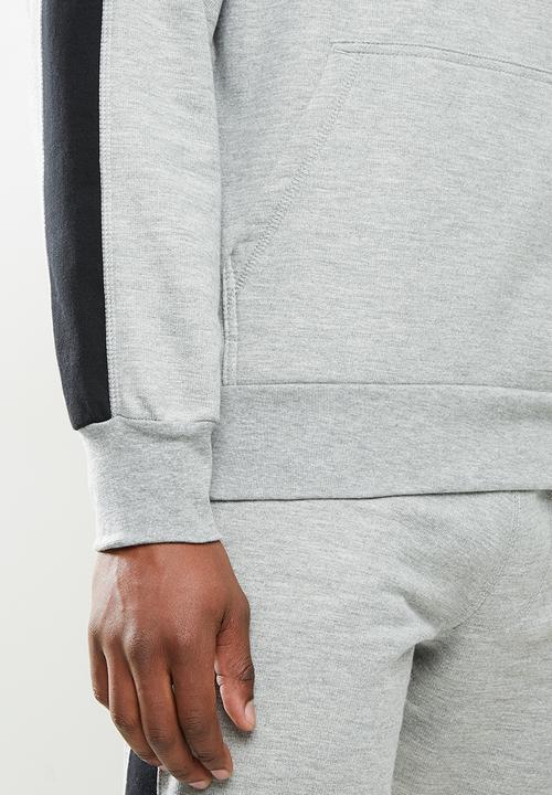 Original Penguin - Long sleeve hooded stripe sweat - grey