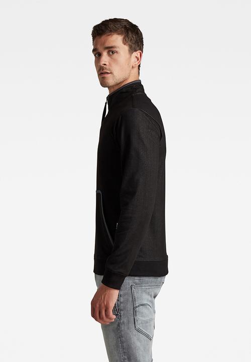G-STAR - Half zip bound tweeter t long sleeve - black