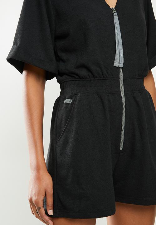G-STAR - Contrast zipper blouse playsuit - black