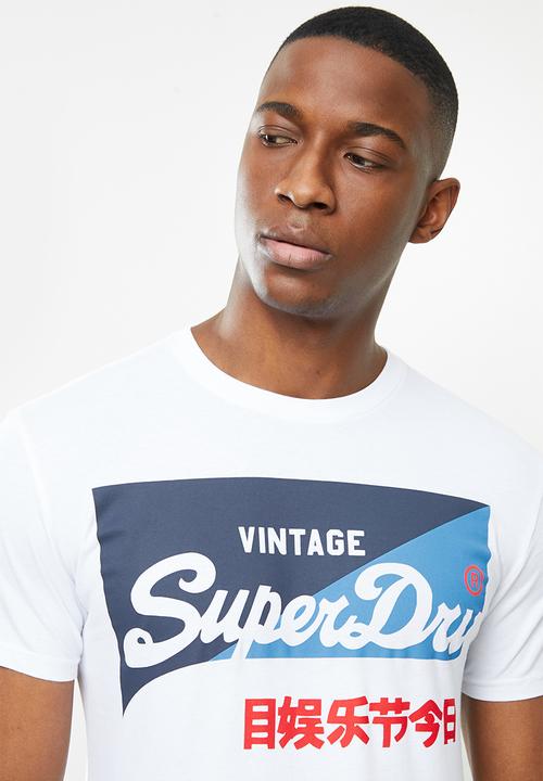 Superdry. - Micro logo box fit tee - white