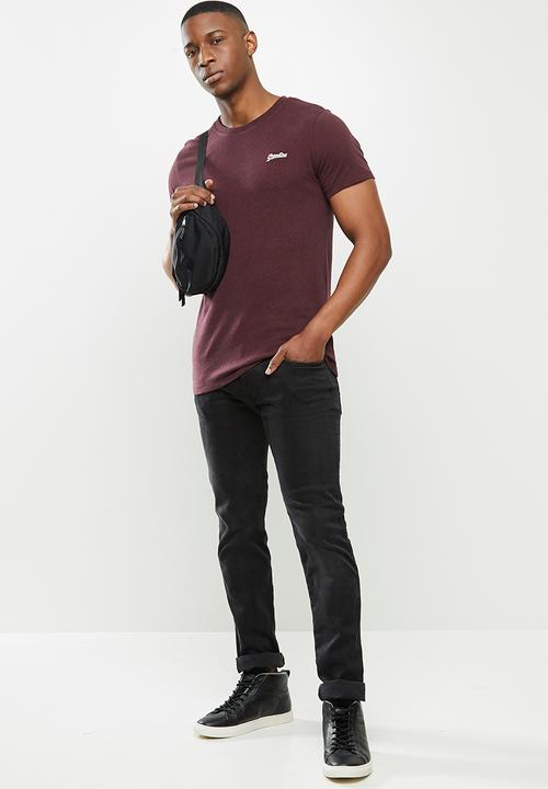 Superdry. - Ol vintage embroidered tee - burgundy