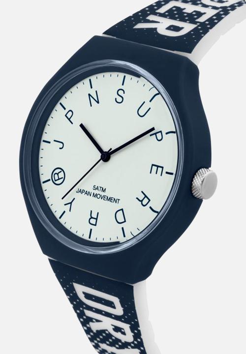 Superdry. - Printed silicone strap watch - blue