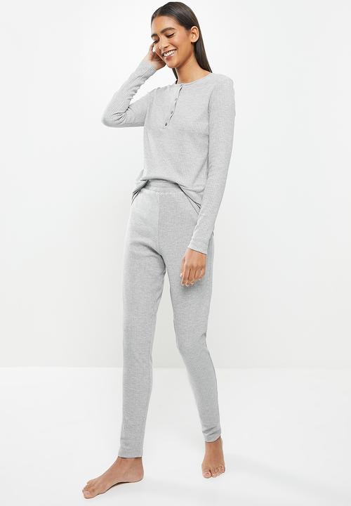 Superbalist - Rib henley sleep set - light grey 