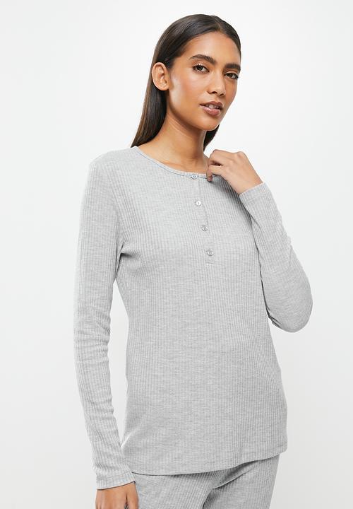 Superbalist - Rib henley sleep set - light grey 