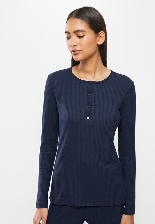 Superbalist - Rib henley sleep set - navy