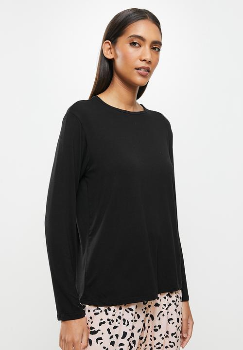 Superbalist - Long sleeve fitted top & pants set - black & blush