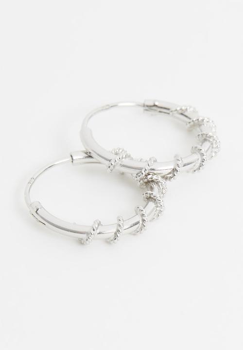 Superbalist - Sterling silver sculpted hoop earrings - silver 