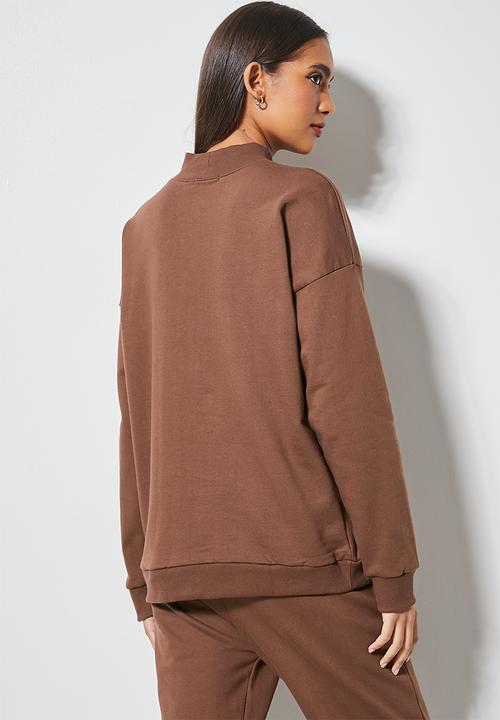 Superbalist - Funnel neck sweat - chocolate