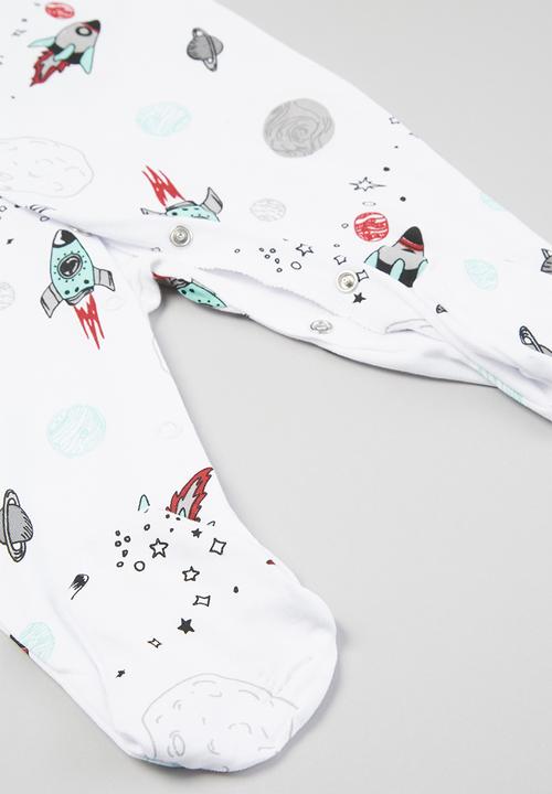 Baby Star - Space sleepsuit & beanie set - white