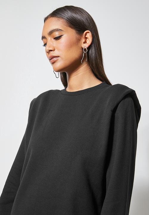 VELVET - Styled shoulderpad sweatshirt dress - black