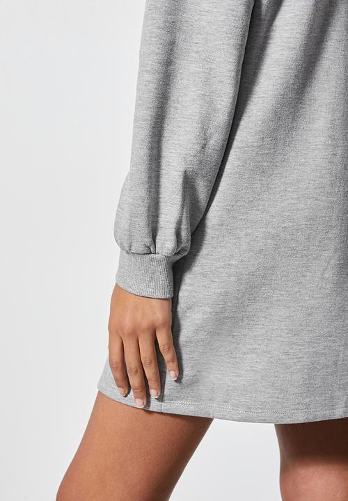 VELVET - Styled shoulderpad sweatshirt dress - grey