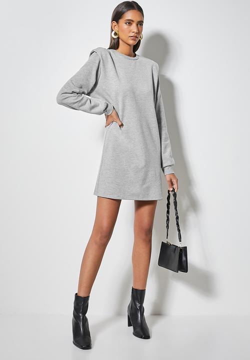 VELVET - Styled shoulderpad sweatshirt dress - grey