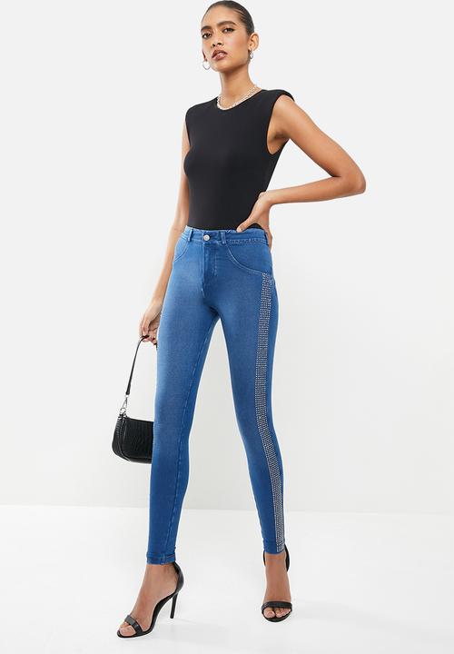 SISSY BOY - Joey: knit jegging med vintage with side bling tape - blue 