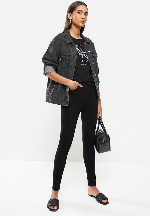 GUESS - Short sleeve quatro G bling tee - black