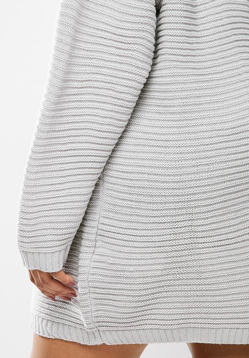 Missguided - Plus v neck ribbed dress - grey