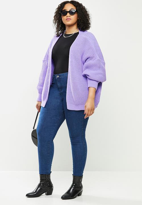 Missguided - Plus balloon midaxi sleeve cardigan - purple 