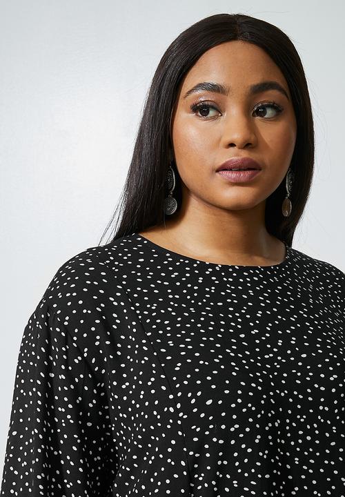 Superbalist - Long sleeve maxi tiered dress - black & white 