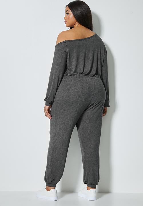 Superbalist - Wide neck drawstring jumpsuit - charcoal