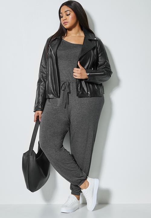 Superbalist - Wide neck drawstring jumpsuit - charcoal