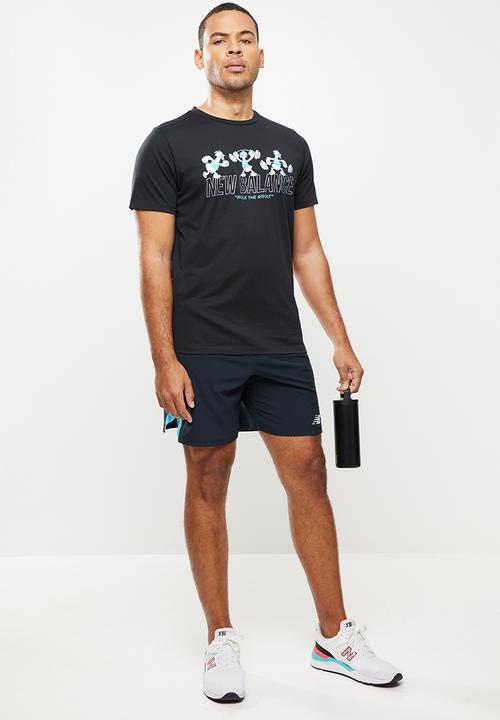 New Balance  - Tenacity heather tech short sleeve print - black