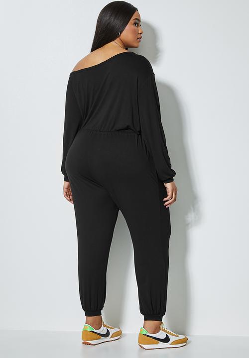 Superbalist - Wide neck drawstring jumpsuit - black