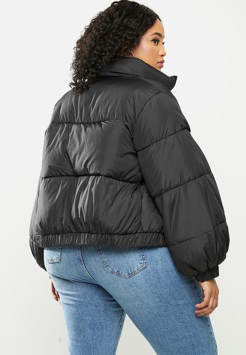 Missguided - Plus balloon sleeve puffer - black