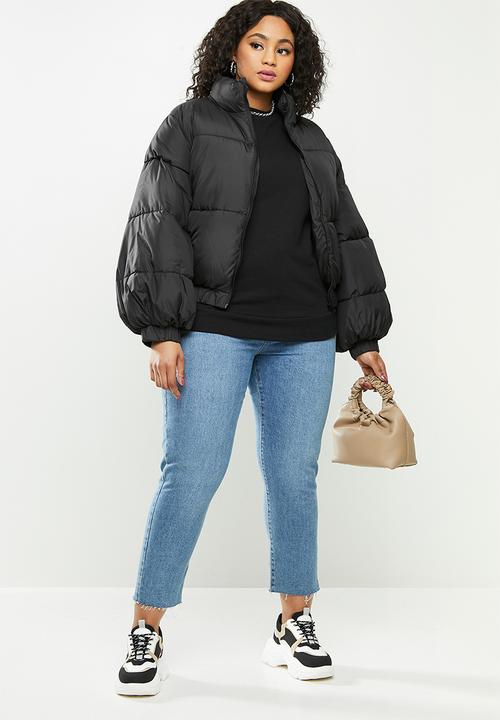 Missguided - Plus balloon sleeve puffer - black