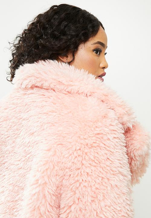 Missguided - Plus curly borg midi - pink