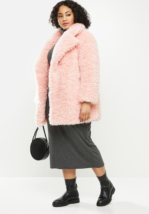 Missguided - Plus curly borg midi - pink