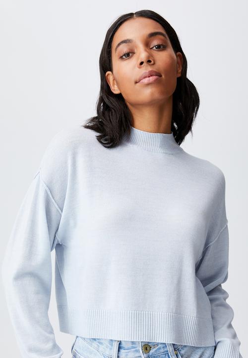 Cotton On - Wool crew neck pullover - sunfaded denim