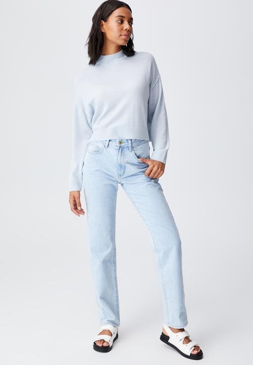 Cotton On - Wool crew neck pullover - sunfaded denim
