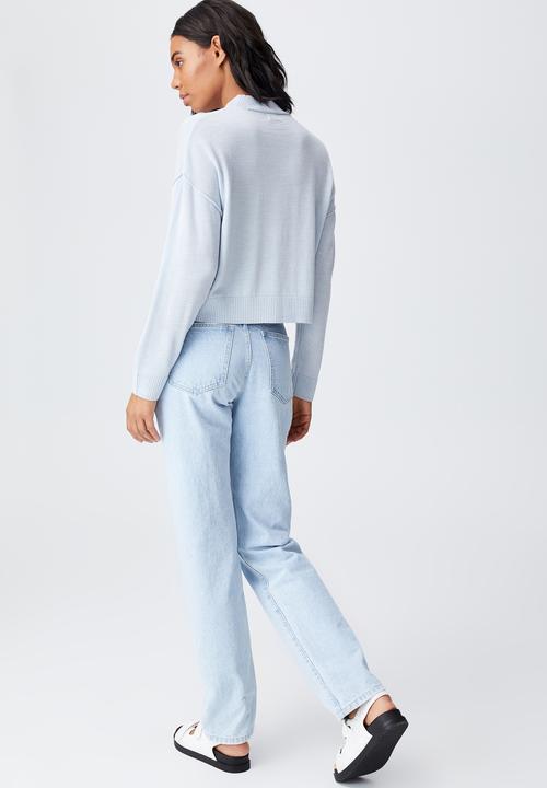 Cotton On - Wool crew neck pullover - sunfaded denim