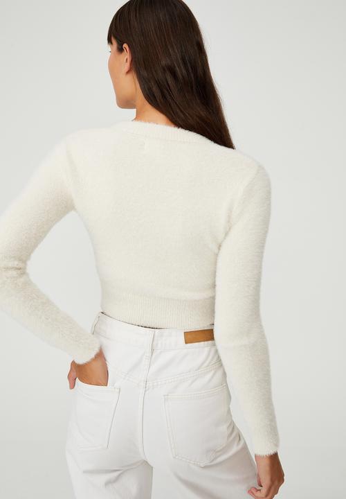 Cotton On - Super luxe fluffy crop pullover - tapioca