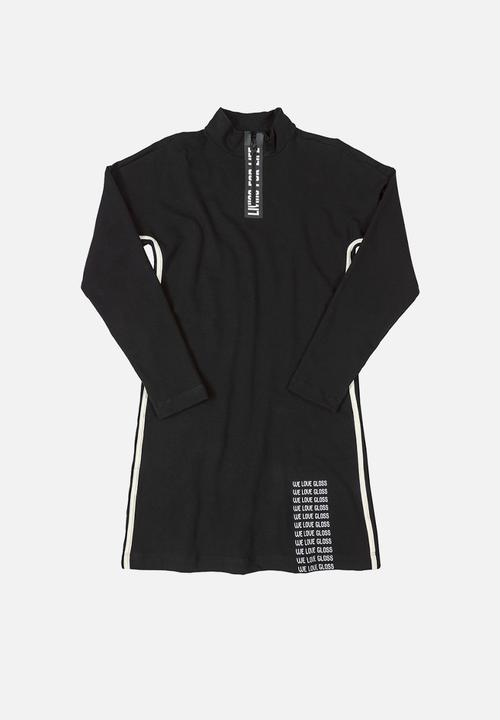 Gloss - Girls elastane sweat dress - black