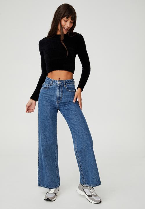 Cotton On - Super luxe fluffy crop pullover - black