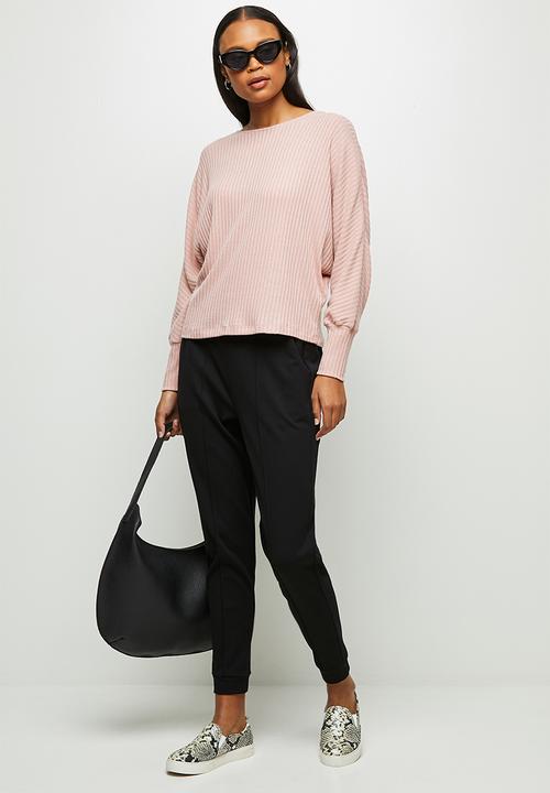 edit - Long sleeve slouchy ribbed tee - dusty pink