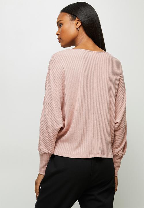 edit - Long sleeve slouchy ribbed tee - dusty pink
