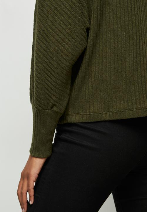 edit - Long sleeve slouchy ribbed tee - khaki 