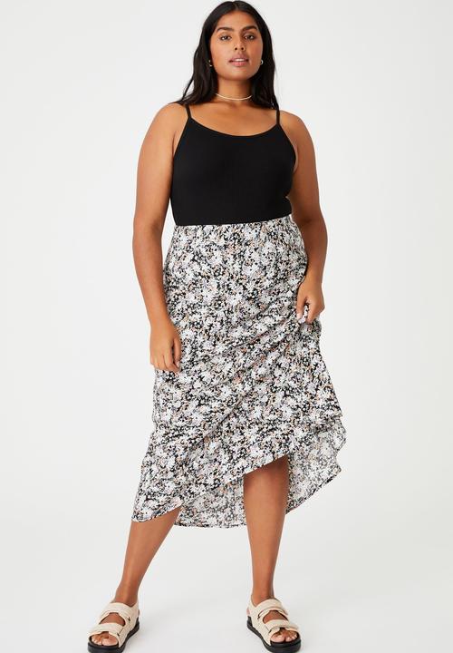 Cotton On - Curve all day slip skirt - diane floral black
